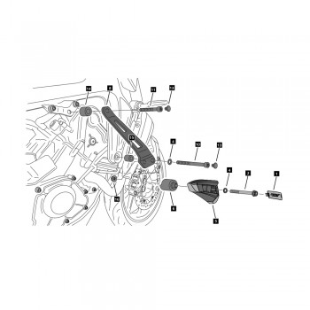 Kit protecții motor Puig Pro 2.0 - Yamaha MT-09 / SP 2021-2024 (crash pad)