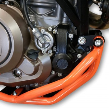 Kit protecții motor RDmoto - KTM 690 Enduro R / Husqvarna 701 Enduro / 701 Supermoto 2019-2023 - Orange (crash bar inferior + scut de protecție)