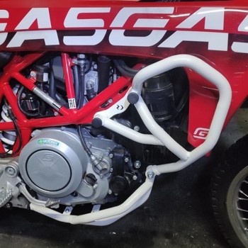 Kit protecții motor RDmoto - KTM 690 Enduro R / Husqvarna 701 Enduro / 701 Supermoto 2019-2023 - White (crash bar complet + scut de protecție)