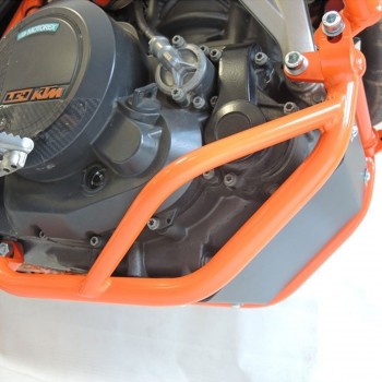 Kit protecții motor RDmoto - KTM 690 Enduro R 2008-2018 - Orange (crash bar inferior + scut de protecție)