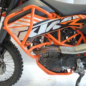 Kit protecții motor RDmoto - KTM 690 Enduro R 2008-2018 - Orange (crash bar complet + scut de protecție)