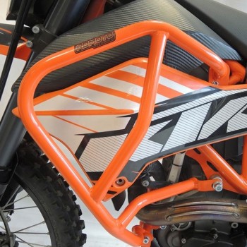 Kit protecții motor RDmoto - KTM 690 Enduro R 2008-2018 - Orange (crash bar complet + scut de protecție)