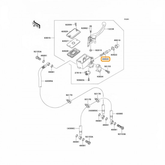 Kit reparație pompă frână față - OE Kawasaki - 43020-1054