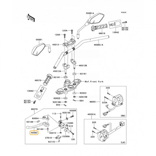 Manetă ambreiaj - OE - Kawasaki ER-6f / ER-6n / Ninja 650 / Ninja 650R / Versys 650 / Versys 1000 / Vulcan S Manetă ambreiaj - OE - Kawasaki ER-6f / ER-6n / Ninja 650 / Ninja 650R / Versys 650 / Versys 1000 / Vulcan S