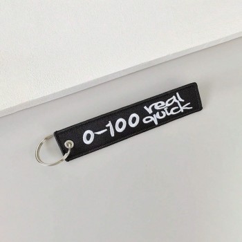 Breloc moto textil "0-100 real quick" brodat Breloc moto textil "0-100 real quick" brodat