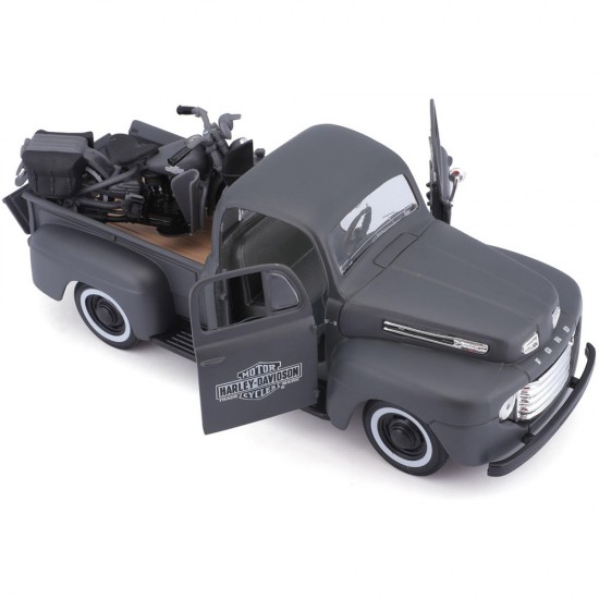Machetă moto Maisto [1:24] - Ford F1 Pickup 1948 Harley Davidson - Matt Grey