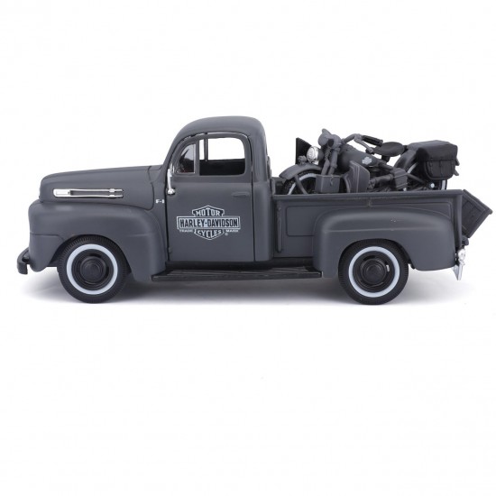 Machetă moto Maisto [1:24] - Ford F1 Pickup 1948 Harley Davidson - Matt Grey