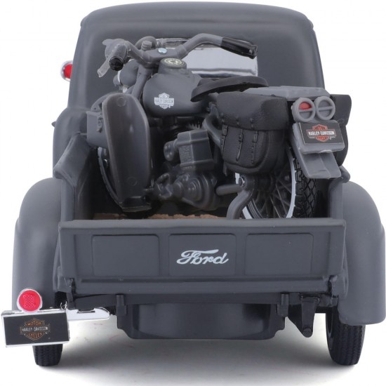 Machetă moto Maisto [1:24] - Ford F1 Pickup 1948 Harley Davidson - Matt Grey