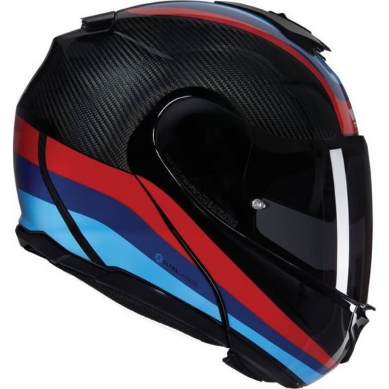 Cască moto Flip-up - Nolan X-1005 Ultra Carbon Gran Tour 348 Black Red Blue 2025