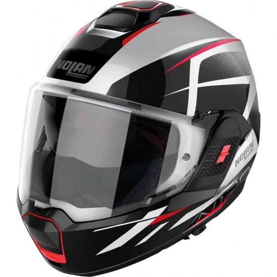 Cască moto modulară - Nolan N120-1 06 Nightlife N-Com Metal White Red/Black 24