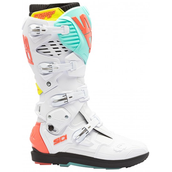 Cizme moto MX/Enduro - Sidi Crossfire 3 SRS White/Fluo Mint/Fluo Coral