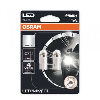 Becuri moto W5W LED - Osram LEDriving SL - Alb (set)