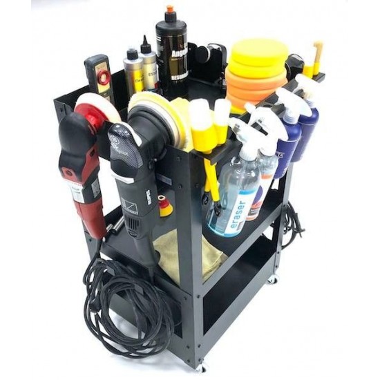 Carucior mobil PRO pentru detailing - 3 rafturi - Detailing trolley suport echipamente