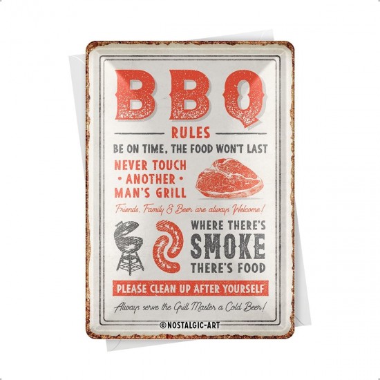 Carte Poștală metalică - Bbq Rules - Reguli pentru Gratar