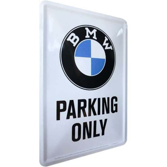 Carte Poștală metalică - BMW - Parking Only - Parcare Doar pentru BMW