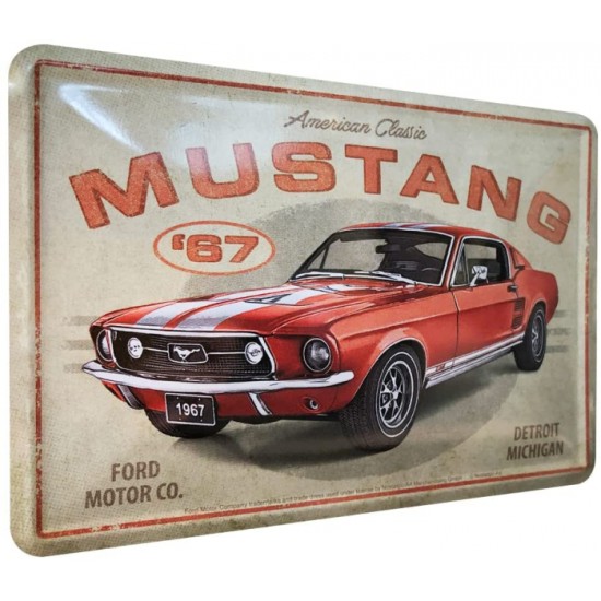 Carte Poștală metalică - Ford Mustang - Gt 1967 Red - Rosu