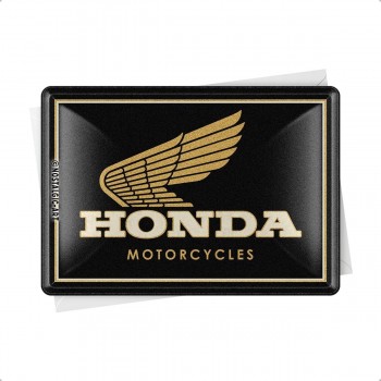 Carte Poștală metalică - Honda Mc Motorcycles Gold - Sigla Honda Moto pe Auriu