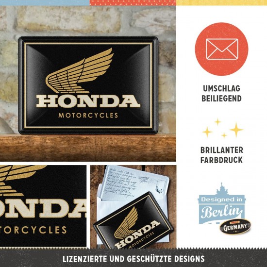 Carte Poștală metalică - Honda Mc Motorcycles Gold - Sigla Honda Moto pe Auriu Carte Poștală metalică - Honda Mc Motorcycles Gold - Sigla Honda Moto pe Auriu