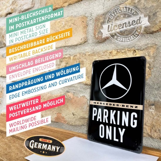 Carte Poștală metalică - Mercedes-Benz Parking Only - Parcare Doar pentru Mercedes-Benz Carte Poștală metalică - Mercedes-Benz Parking Only - Parcare Doar pentru Mercedes-Benz