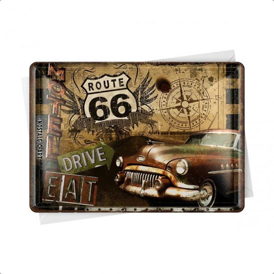Carte Poștală metalică - Route 66 - Motel - Soseaua 66: Motel