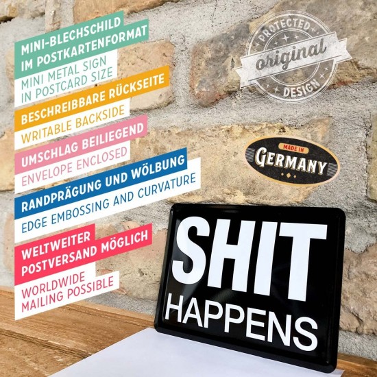 Carte Poștală metalică - Shit Happens - Se Mai Intampla