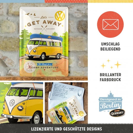 Carte Poștală metalică - Volkswagen Let'S Get Away - Hai Sa O Intindem