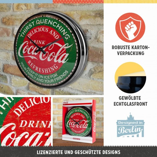 Ceas de Perete Coca-Cola Thirst Quenching Green 31 Cm - Potoleste Setea