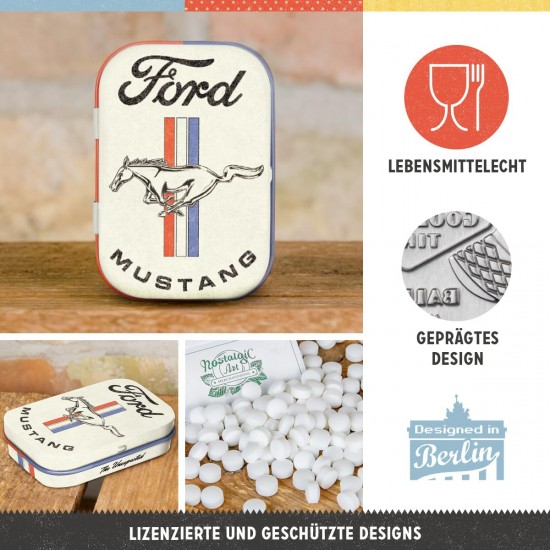 Cutie metalică de buzunar - Ford Mustang - Horse ; Stripes Logo - Sigla cu Cal și Dungi