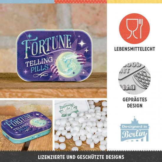 Cutie metalică de buzunar - Design retro Fortune Telling Pills - bomboane mentolate