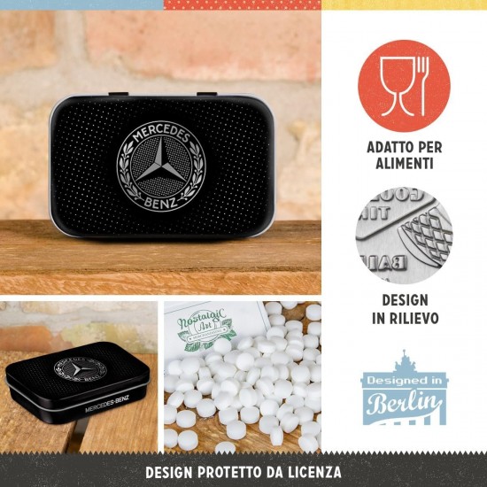 Cutie metalică de buzunar - XL Mercedes-Benz Logo Negru și Argintiu