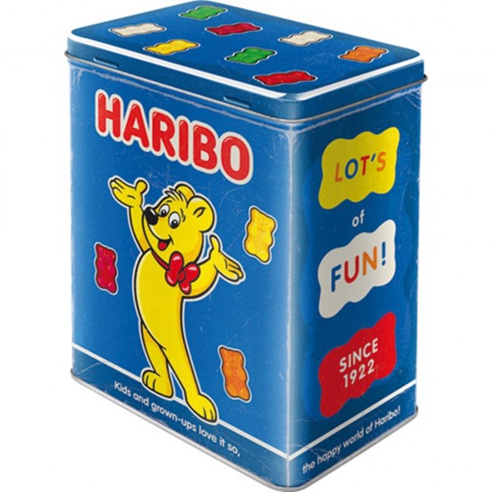 Cutie metalică L - Haribo Enjoy The Taste Blue - Bucurati - Va de Gust - Albastru