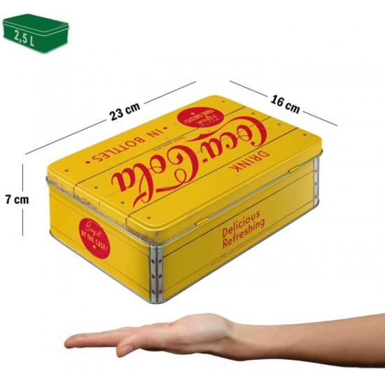 Cutie metalică plată - Coca-Cola - Logo Yellow