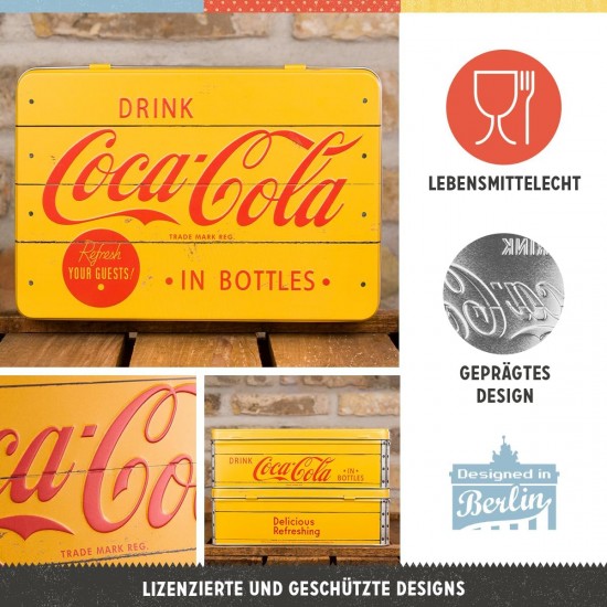 Cutie metalică plată - Coca-Cola - Logo Yellow
