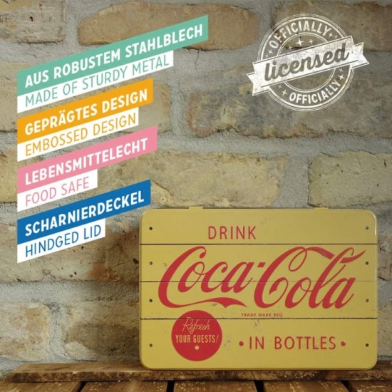 Cutie metalică plată - Coca-Cola - Logo Yellow