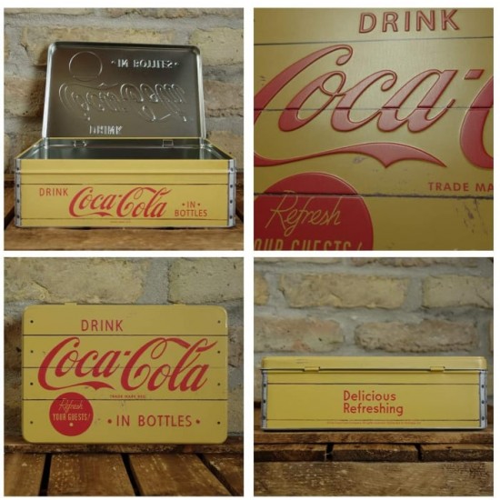 Cutie metalică plată - Coca-Cola - Logo Yellow