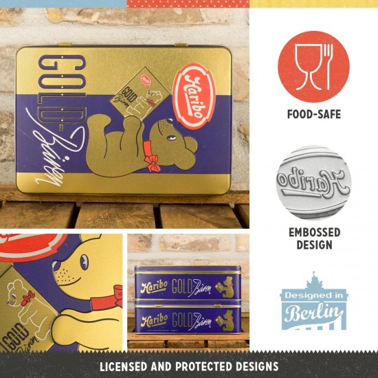 Cutie metalică plată - Haribo Goldbaren Vintage Gold