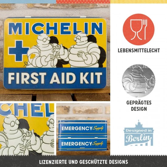 Cutie metalică plată - Michelin - Design retro First Aid Kit - decorativă
