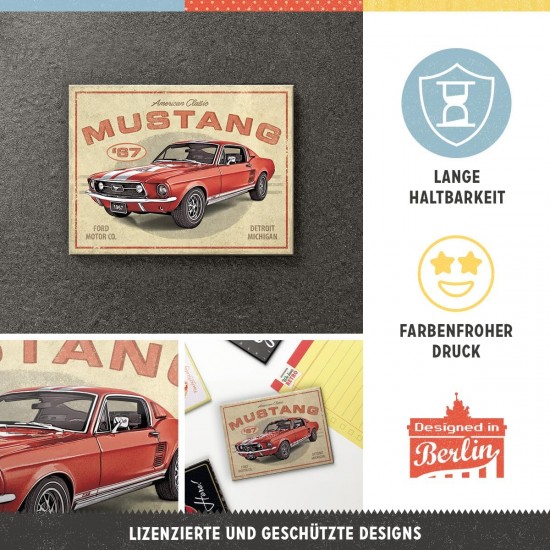 Magnet 6 x 8cm -  Ford Mustang Gt 1967 Red - Rosu