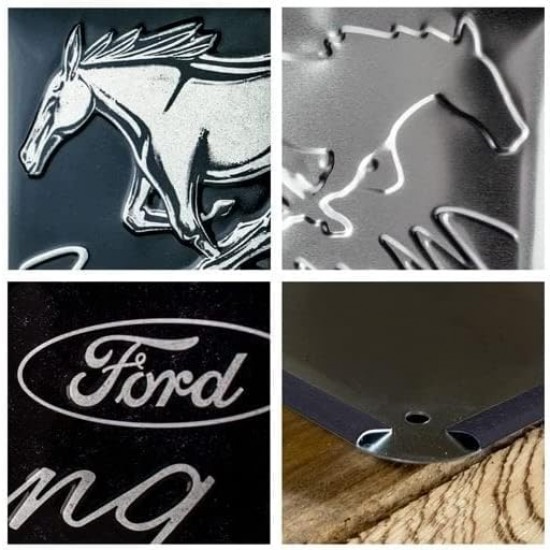 Placă 20 x 30 - Ford Mustang - Horse Logo Black - Sigla Cal Negru