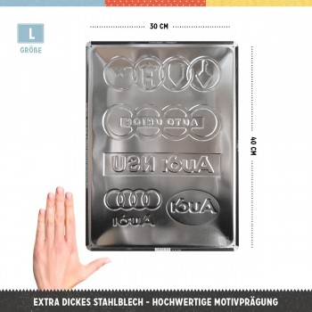 Placă 30 x 40 - Audi - Logo Evolution - Evolutia Siglei Placă 30 x 40 - Audi - Logo Evolution - Evolutia Siglei