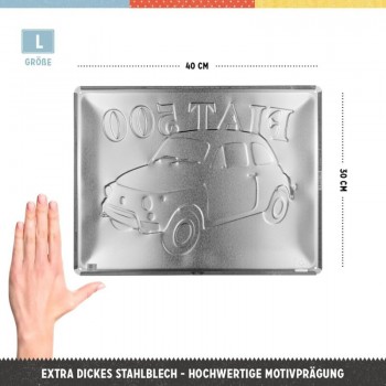 Placă 30 x 40 - Fiat 500 - Turin Italia Placă 30 x 40 - Fiat 500 - Turin Italia