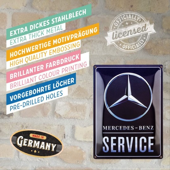 Placă 30 x 40 - Mercedes Benz Service - Albastru