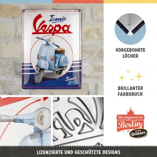 Placă 30 x 40 - Vespa - Iconic Since 1946 - Iconic Inca Din 1946