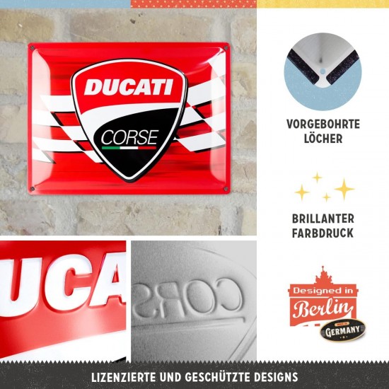Placă Decor 30 x 40 - Ducati Corse Logo Steag de Curse