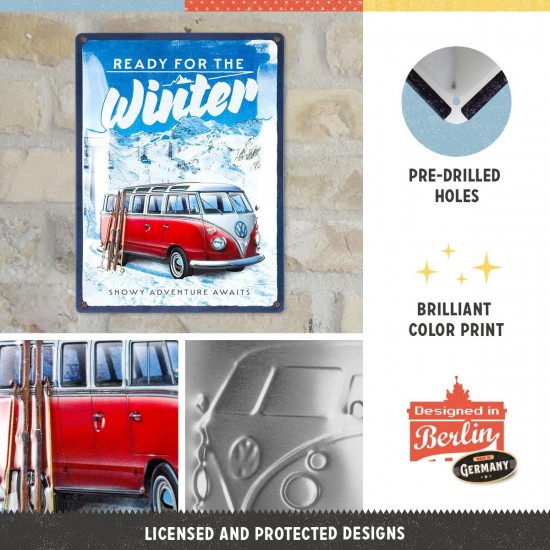 Placă Decor 30 x 40 - Volkswagen Bulli Ready For The Winter