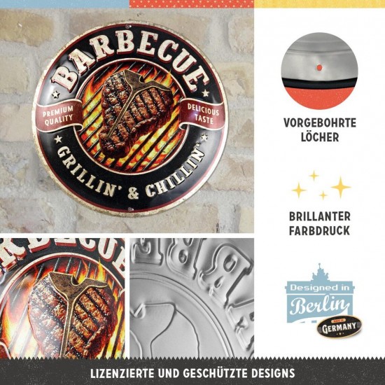 Placă decor 35cm - Barbecue Grillin' And Chillin'