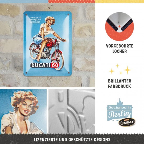 Placă Decor metalică 15 x 20 - Ducati Cilindrata 60 Pin Up