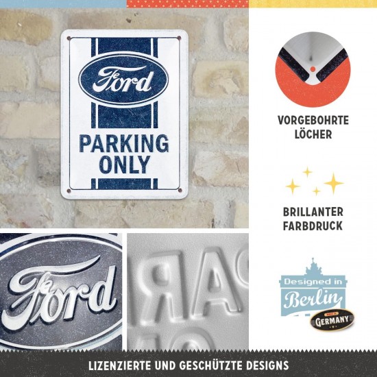 Placă Decor metalică 15 x 20 - Ford - Parking Only - Parcare Numai pentru Ford
