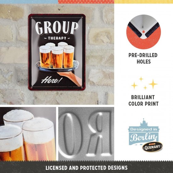Placă Decor metalică 15 x 20 - Group Therapy - Beer - Bere - Terapie de Grup