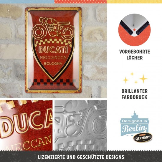 Placă Decor metalică 20 x 30 - Ducati Meccanica Bologna - Fabrica Mecanica Din Bologna